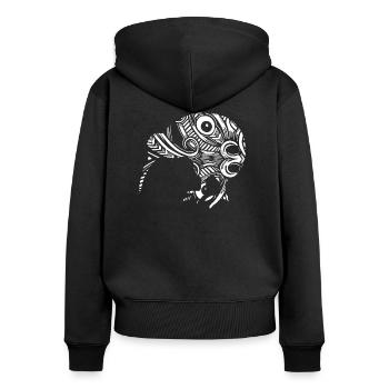 Neuseeland Kiwi - Frauen Premium Bio Zip Hoodie - Schwarz - Hinten - Julia (174cm)