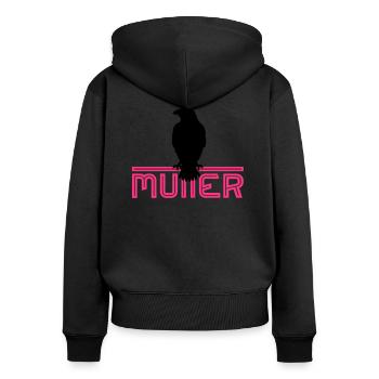 Rabenmutter - Sweat à capuche zippé Premium bio Femme - noir - Dos - Julia (174cm)