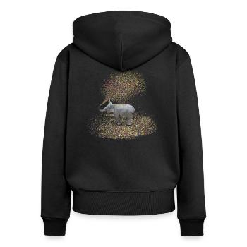 l'éléphant - Sweat à capuche zippé Premium bio Femme - noir - Dos - Julia (174cm)