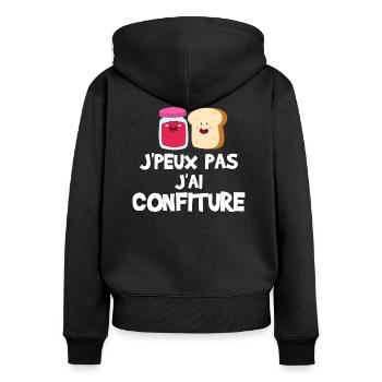 J'peux pas j'ai confiture - Sweat à capuche zippé Premium bio Femme - noir - Dos - Julia (174cm)