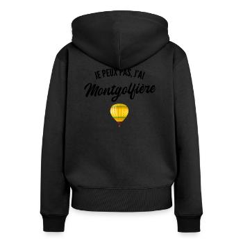 Je peux pas j'ai montgolfière - Sweat à capuche zippé Premium bio Femme - noir - Dos - Julia (174cm)