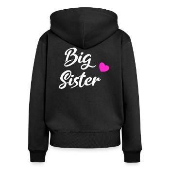 big sister in White - Frauen Premium Bio Zip Hoodie - Schwarz - Hinten - Julia (174cm)