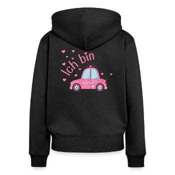 Polizeiauto Ich bin Geburtstag Rosa - Frauen Premium Bio Zip Hoodie - Schwarz - Hinten - Julia (174cm)