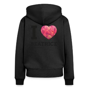 I Love Beatrice - Frauen Premium Bio Zip Hoodie - Schwarz - Hinten - Julia (174cm)