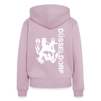 Düsseldorf - Sweat à capuche zippé Premium bio Femme - rose poudré - Dos - Julia (174cm)