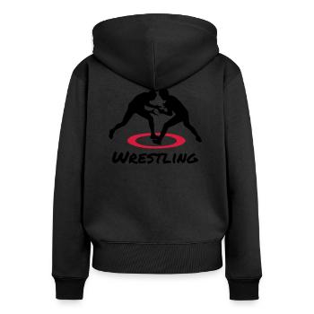 Wrestling, Ringen - Frauen Premium Bio Zip Hoodie - Schwarz - Hinten - Julia (174cm)