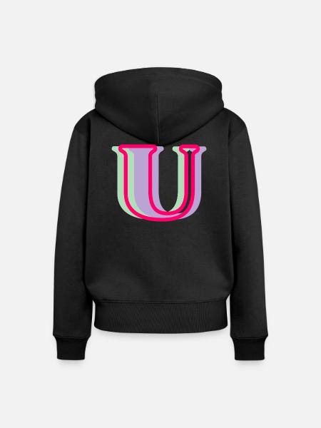Mehrfarbiger Buchstabe u - Frauen Premium Bio Zip Hoodie - Schwarz