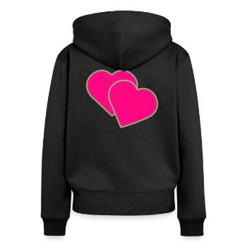 Two hearts - Women's Premium Organic Zip Hoodie - black - Back - Julia (174cm)