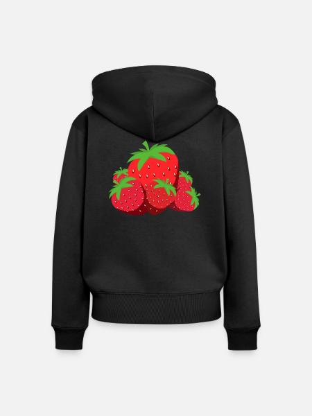 Strawberrys - Frauen Premium Bio Zip Hoodie - Schwarz