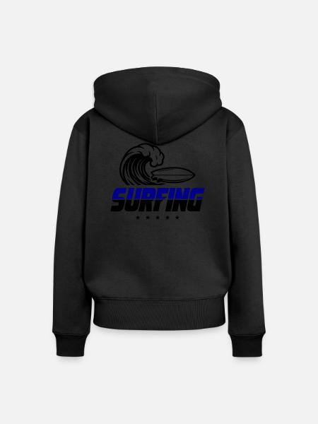 Surfing Surfboard - Frauen Premium Bio Zip Hoodie - Schwarz