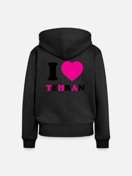 I Love Tehran - Frauen Premium Bio Zip Hoodie - Schwarz