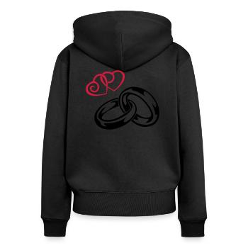 eheringe_love - Frauen Premium Bio Zip Hoodie - Schwarz - Hinten - Julia (174cm)