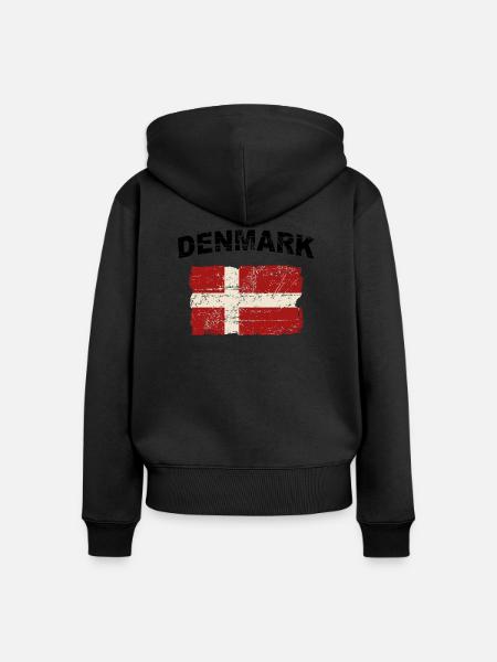 Denmark Flag - Dänemark Flagge - Frauen Premium Bio Zip Hoodie - Schwarz