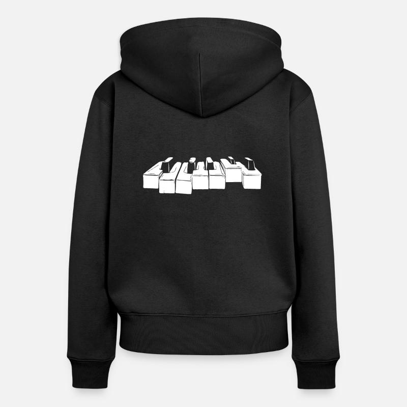 Piano - Sweat à capuche zippé Premium bio Femme - noir
