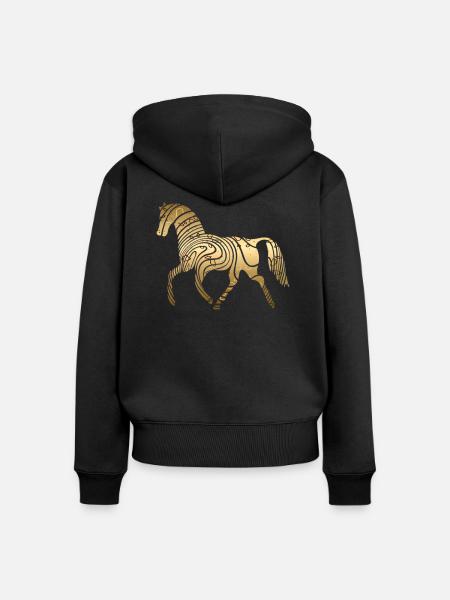 Pferd - Frauen Premium Bio Zip Hoodie - Schwarz