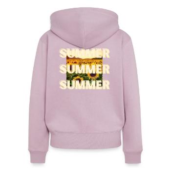 Summer - Frauen Premium Bio Zip Hoodie - Altrosa - Hinten - Julia (174cm)