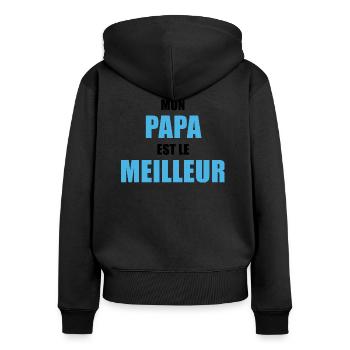 Mon Papa est le meilleur - Sweat à capuche zippé Premium bio Femme - noir - Dos - Julia (174cm)