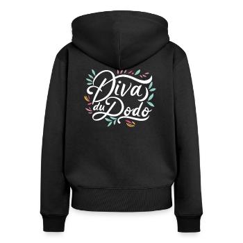 Diva du dodo - Sweat à capuche zippé Premium bio Femme - noir - Dos - Julia (174cm)