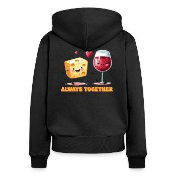 Immer zusammen - Frauen Premium Bio Zip Hoodie - Schwarz - Hinten - Julia (174cm)