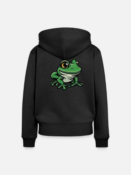 frosch - Frauen Premium Bio Zip Hoodie - Schwarz