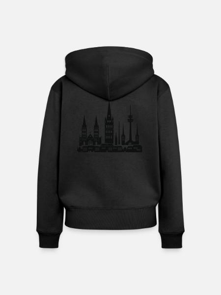 Bonn Stadt Skyline - Frauen Premium Bio Zip Hoodie - Schwarz
