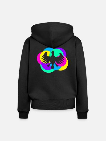 Schützenfest Vogel bunt - Frauen Premium Bio Zip Hoodie - Schwarz