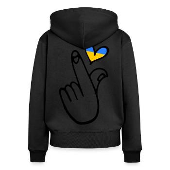 Ukraine - Sweat à capuche zippé Premium bio Femme - noir - Dos - Julia (174cm)