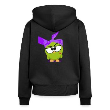Mrs. Birdie - Frauen Premium Bio Zip Hoodie - Schwarz - Hinten - Julia (174cm)