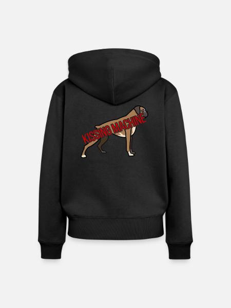 Hund / Boxer: Kissing Machine - Frauen Premium Bio Zip Hoodie - Schwarz