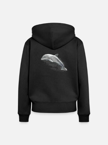 Delphin - Frauen Premium Bio Zip Hoodie - Schwarz