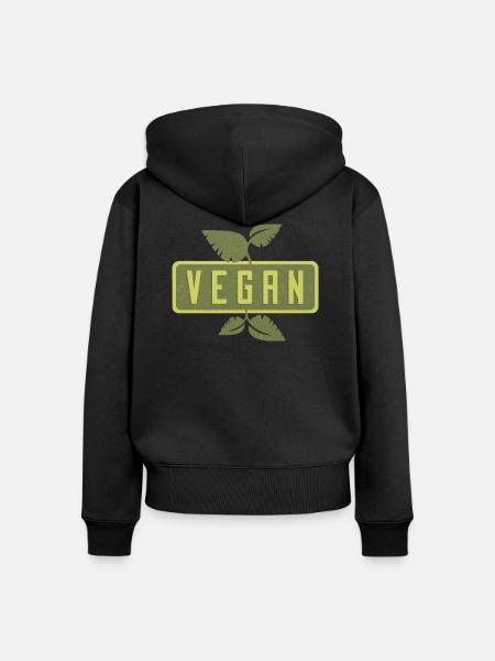 vegan - Frauen Premium Bio Zip Hoodie - Schwarz