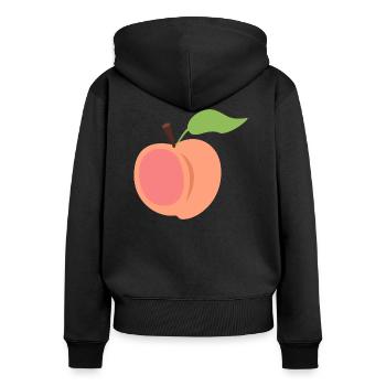 Pfirsich - Frauen Premium Bio Zip Hoodie - Schwarz - Hinten - Julia (174cm)