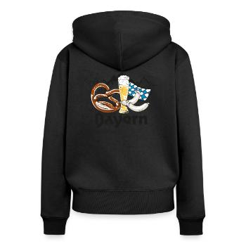 Bayern - Frauen Premium Bio Zip Hoodie - Schwarz - Hinten - Julia (174cm)