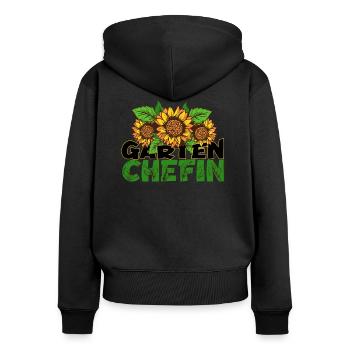Garten Chefin - Frauen Premium Bio Zip Hoodie - Schwarz - Hinten - Julia (174cm)