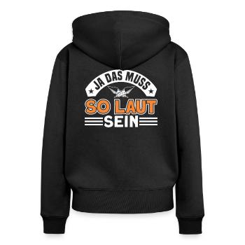 Feuerwerker Pyrotechniker Feuerwerk Geschenk - Frauen Premium Bio Zip Hoodie - Schwarz - Hinten - Julia (174cm)