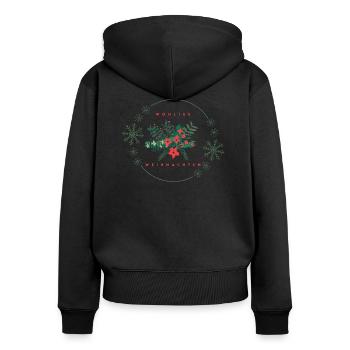 Wohlige Weihnachten florales Weihnachtsdesign - Frauen Premium Bio Zip Hoodie - Schwarz - Hinten - Julia (174cm)