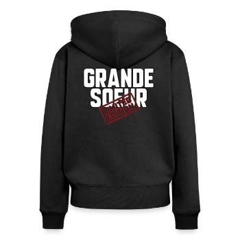 Grande sœur - Sweat à capuche zippé Premium bio Femme - noir - Dos - Julia (174cm)