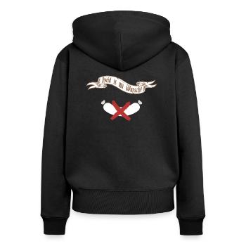 Heid is ma wurscht - Frauen Premium Bio Zip Hoodie - Schwarz - Hinten - Julia (174cm)