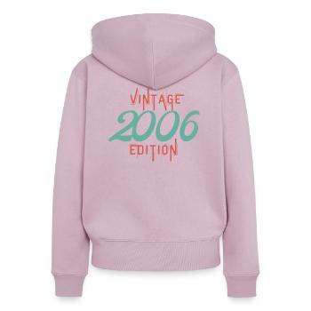 Vintage 2006 edition - Women's Premium Organic Zip Hoodie - dusky pink - Back - Julia (174cm)