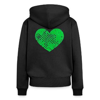 Coeur avec des trous (vert) - Sweat à capuche zippé Premium bio Femme - noir - Dos - Julia (174cm)