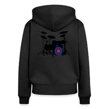 Mod Drumset - Frauen Premium Bio Zip Hoodie - Schwarz - Hinten - Julia (174cm)