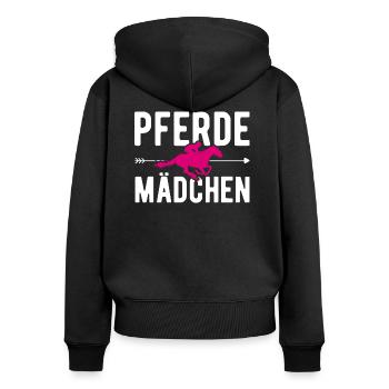 Pferdemädchen Pferde Reitsport Reiter Sprüche - Frauen Premium Bio Zip Hoodie - Schwarz - Hinten - Julia (174cm)