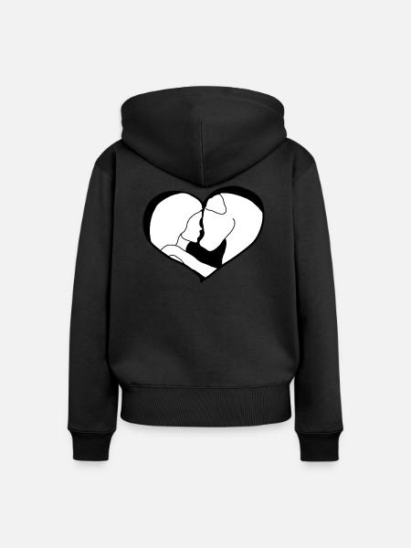 Hund & Mensch Liebe - Frauen Premium Bio Zip Hoodie - Schwarz