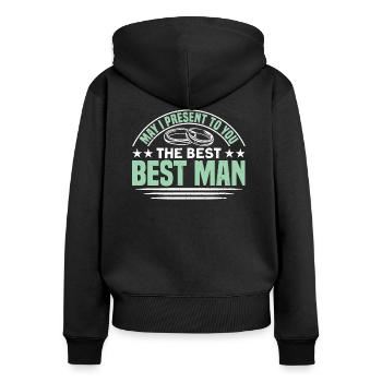 Le meilleur meilleur homme - Sweat à capuche zippé Premium bio Femme - noir - Dos - Julia (174cm)