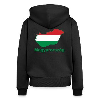 Hongrie - Sweat à capuche zippé Premium bio Femme - noir - Dos - Julia (174cm)