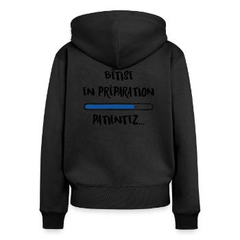 Bêtise en préparation, patientez... - Sweat à capuche zippé Premium bio Femme - noir - Dos - Julia (174cm)