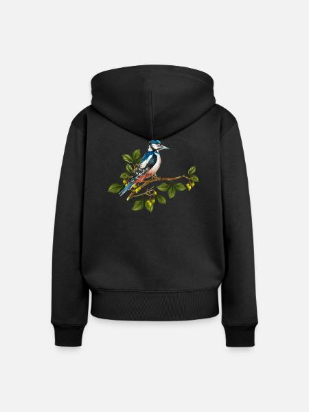 Bunter Vogel - Frauen Premium Bio Zip Hoodie - Schwarz