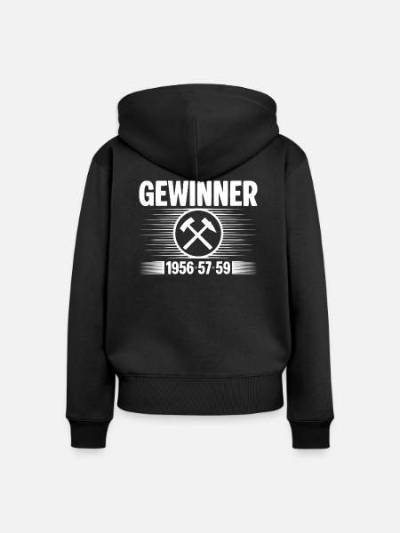 Erzgebirge Gewinner - Frauen Premium Bio Zip Hoodie - Schwarz