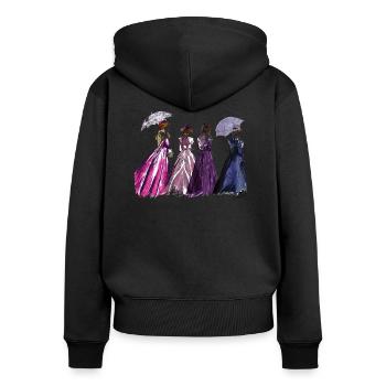 arlésienne ombrelle - Sweat à capuche zippé Premium bio Femme - noir - Dos - Julia (174cm)