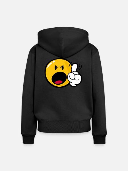 Smiley Anger Cross - Frauen Premium Bio Zip Hoodie - Schwarz